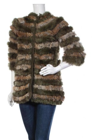 Дамско кожено палто Manoush, Размер XS, Цвят Зелен, Естествен косъм, Цена 891,75 лв.