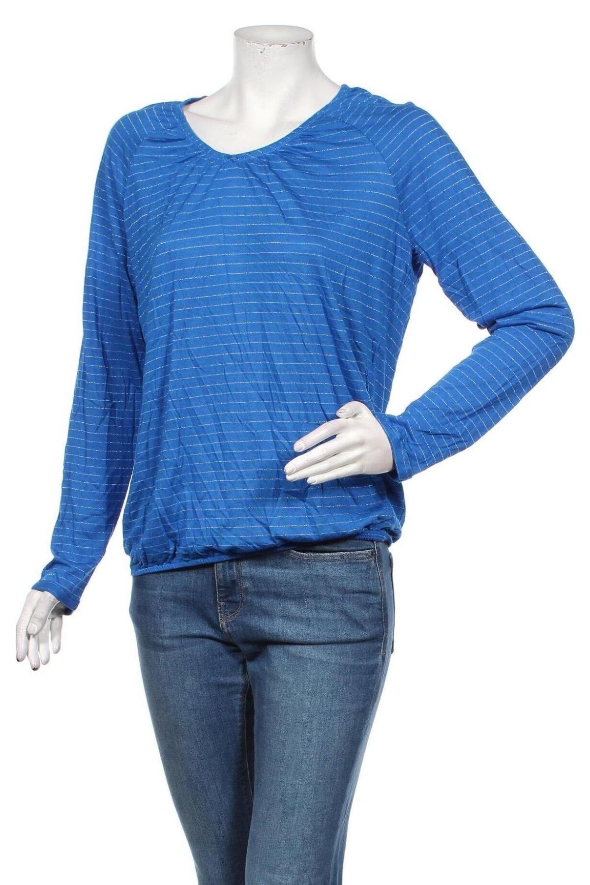 Γυναικεία μπλούζα S.Oliver, Μέγεθος M, Χρώμα Μπλέ, 98% βισκόζη, 1% πολυεστέρας, 1% μεταλλικά νήματα, Τιμή 18,35 €