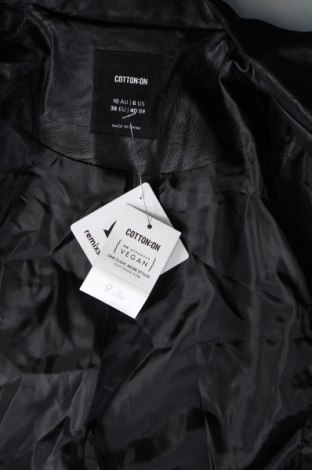 Damen Lederjacke Cotton On, Größe M, Farbe Schwarz, Preis 21,58 €