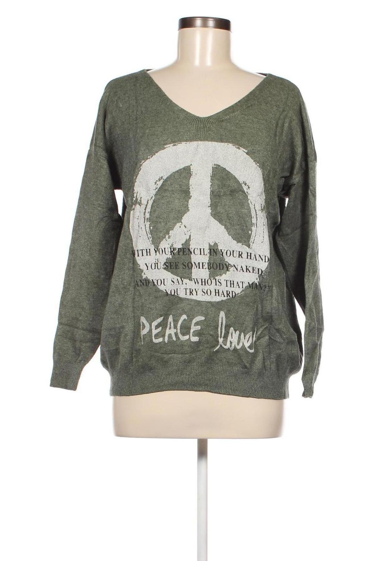 Дамски пуловер Made In Italy, Размер M, Цвят Зелен, Цена 6,09 лв.