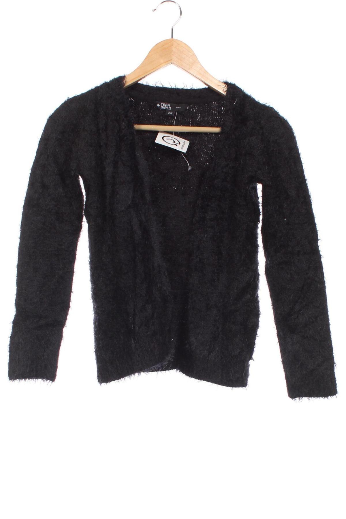 Kinder Strickjacke, Größe 10-11y/ 146-152 cm, Farbe Schwarz, Preis 7,49 €