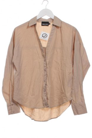 Γυναικείο πουκάμισο Pieces, Μέγεθος XS, Χρώμα  Μπέζ, Τιμή 7,99 €