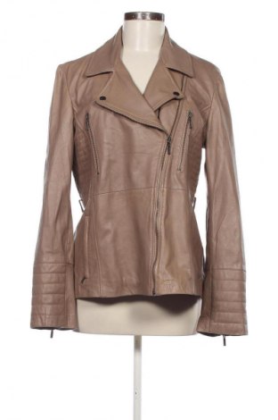 Дамско кожено яке Un Deux Trois, Размер L, Цвят Бежов, Цена 156,94 лв.