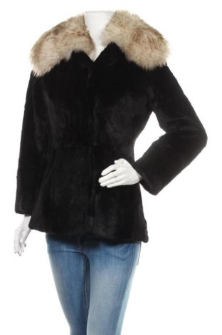 Δερμάτινο γυναικείο παλτό, Μέγεθος L, Χρώμα Μαύρο, Φυσική τρίχα, Τιμή 150,68 €