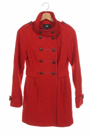 Damski płaszcz H&M, Rozmiar XS, Kolor Czerwony, 60% wełna, 40% wiskoza, Cena 100,80 zł