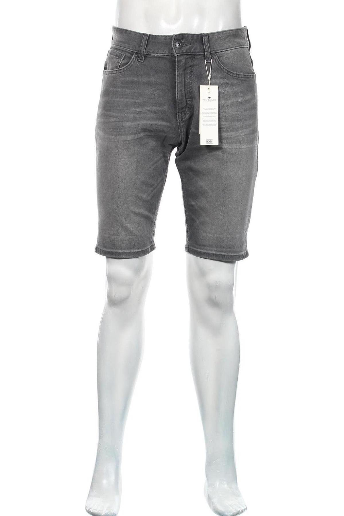 Мъжки къс панталон Tom Tailor, Размер M, Цвят Сив, 99% памук, 1% еластан, Цена 37,95 лв.