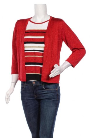 Дамски пуловер Alfred Dunner, Размер M, Цвят Червен, 72% вискоза, 18% полиестер, 10% метални нишки, Цена 27,00 лв.