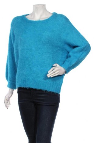Дамски пуловер American Vintage, Размер S, Цвят Син, 52% вълна от алпака, 29% полиамид, 15% акрил, 4% еластан, Цена 194,25 лв.