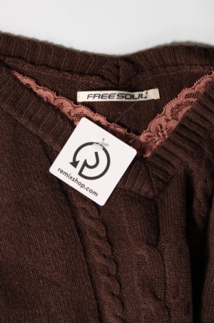 Дамски пуловер Freesoul, Размер M, Цвят Кафяв, Цена 18,00 лв.