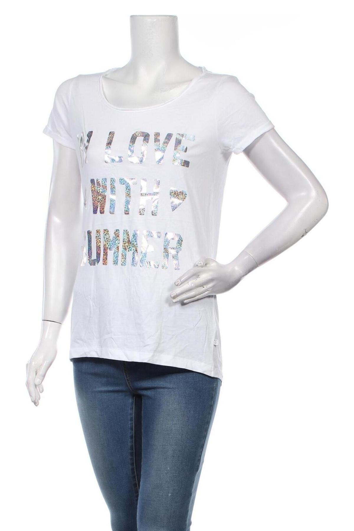 Γυναικείο t-shirt Q/S by S.Oliver, Μέγεθος M, Χρώμα Λευκό, Βαμβάκι, Τιμή 10,10 €