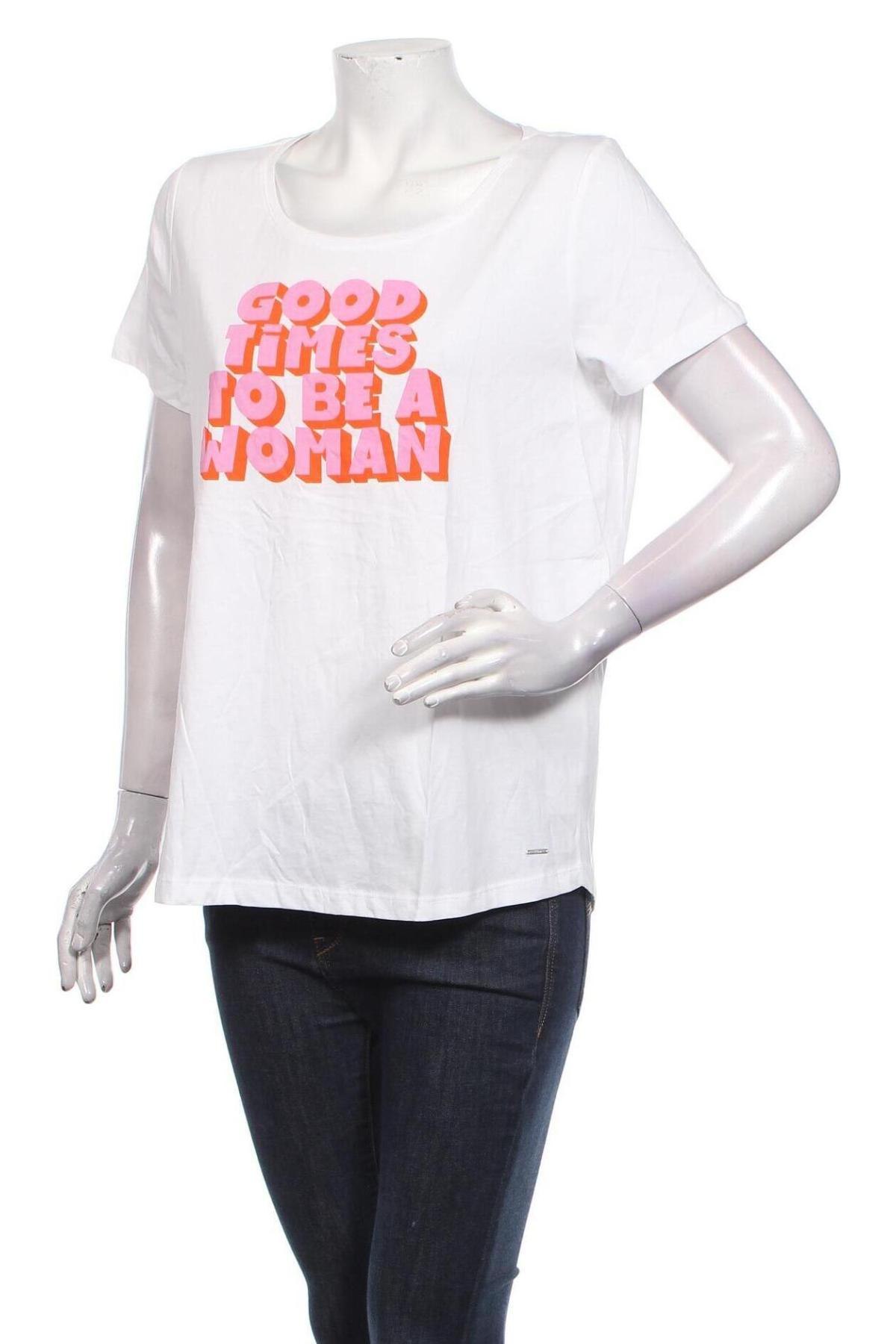 Γυναικείο t-shirt S.Oliver, Μέγεθος L, Χρώμα Λευκό, Βαμβάκι, Τιμή 8,84 €