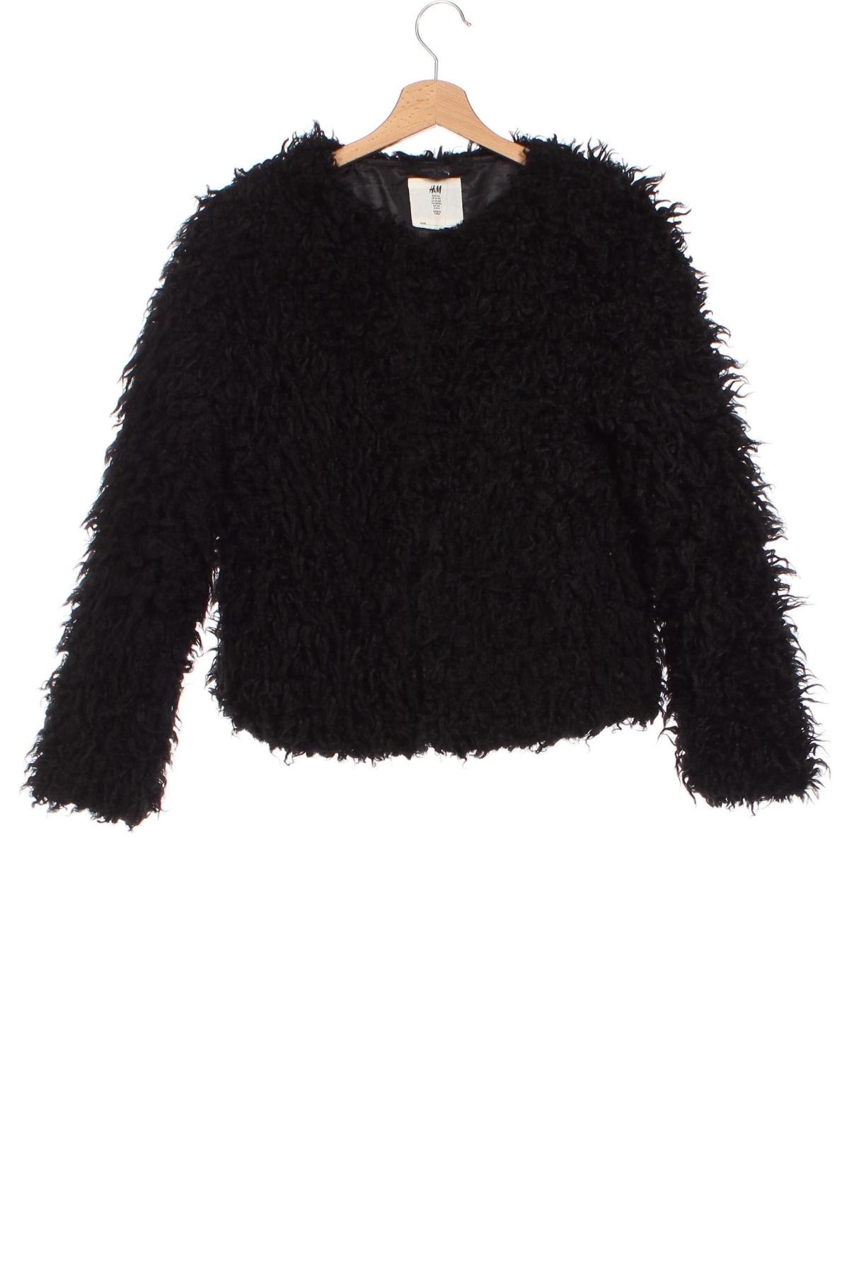 Детско палто H&M, Размер 12-13y/ 158-164 см, Цвят Черен, Цена 36,00 лв.