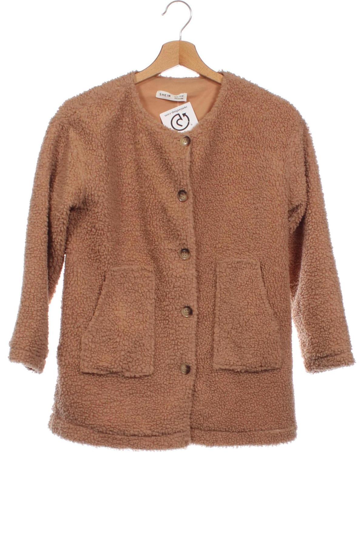 Детско палто SHEIN, Размер 8-9y/ 134-140 см, Цвят Кафяв, Цена 25,16 лв.
