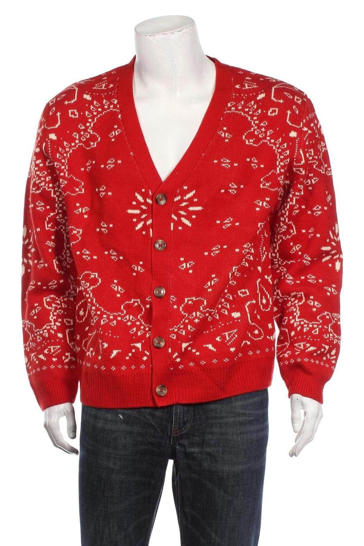 Jachetă tricotată de bărbați Review, Mărime L, Culoare Roșu, Preț 57,04 Lei