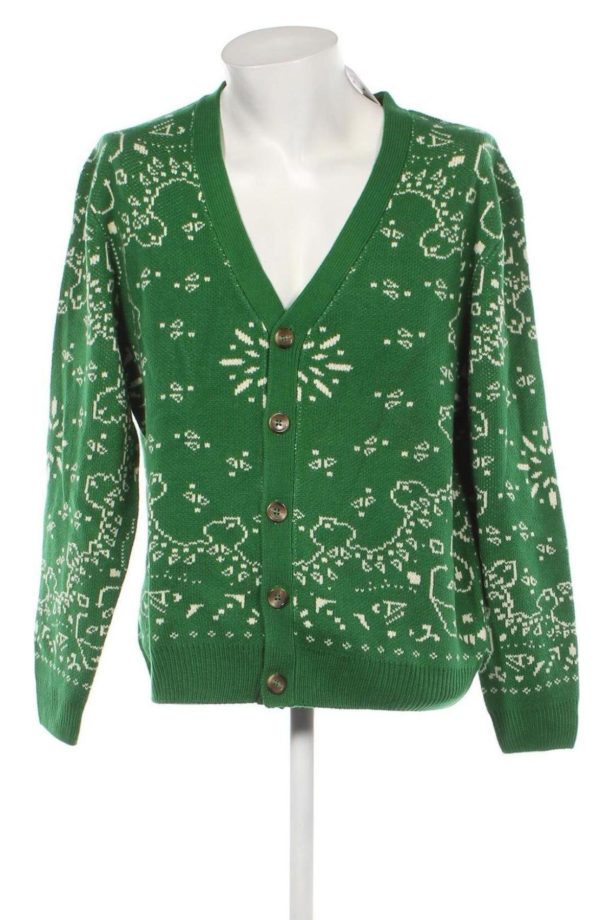 Jachetă tricotată de bărbați Review, Mărime L, Culoare Verde, Preț 53,68 Lei