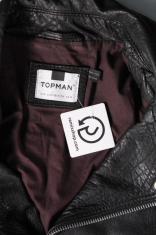 Ανδρικό δερμάτινο μπουφάν Topman, Μέγεθος M, Χρώμα Μαύρο, Τιμή 109,51 €