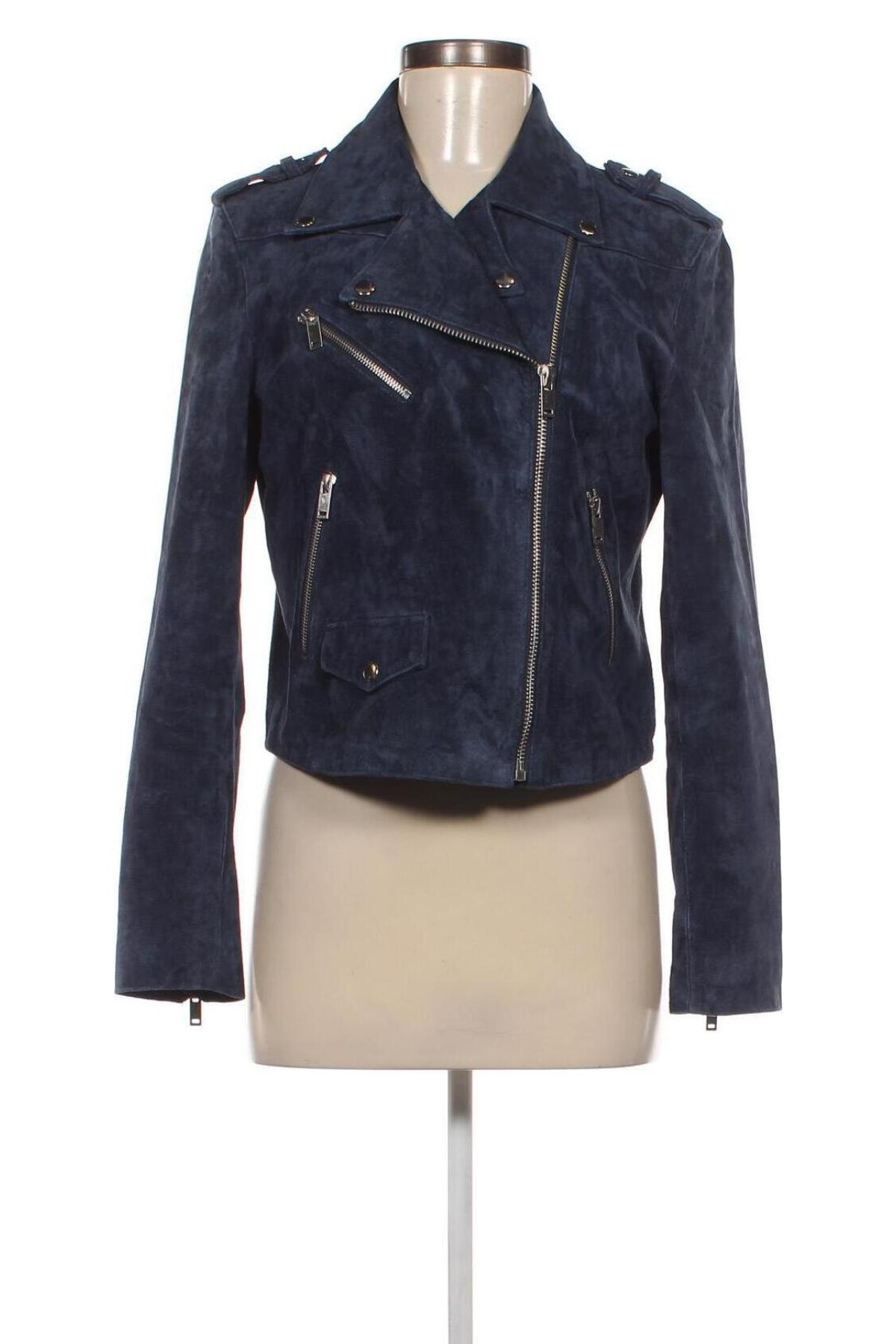 Damen Lederjacke Mango, Größe L, Farbe Blau, Preis € 76,19