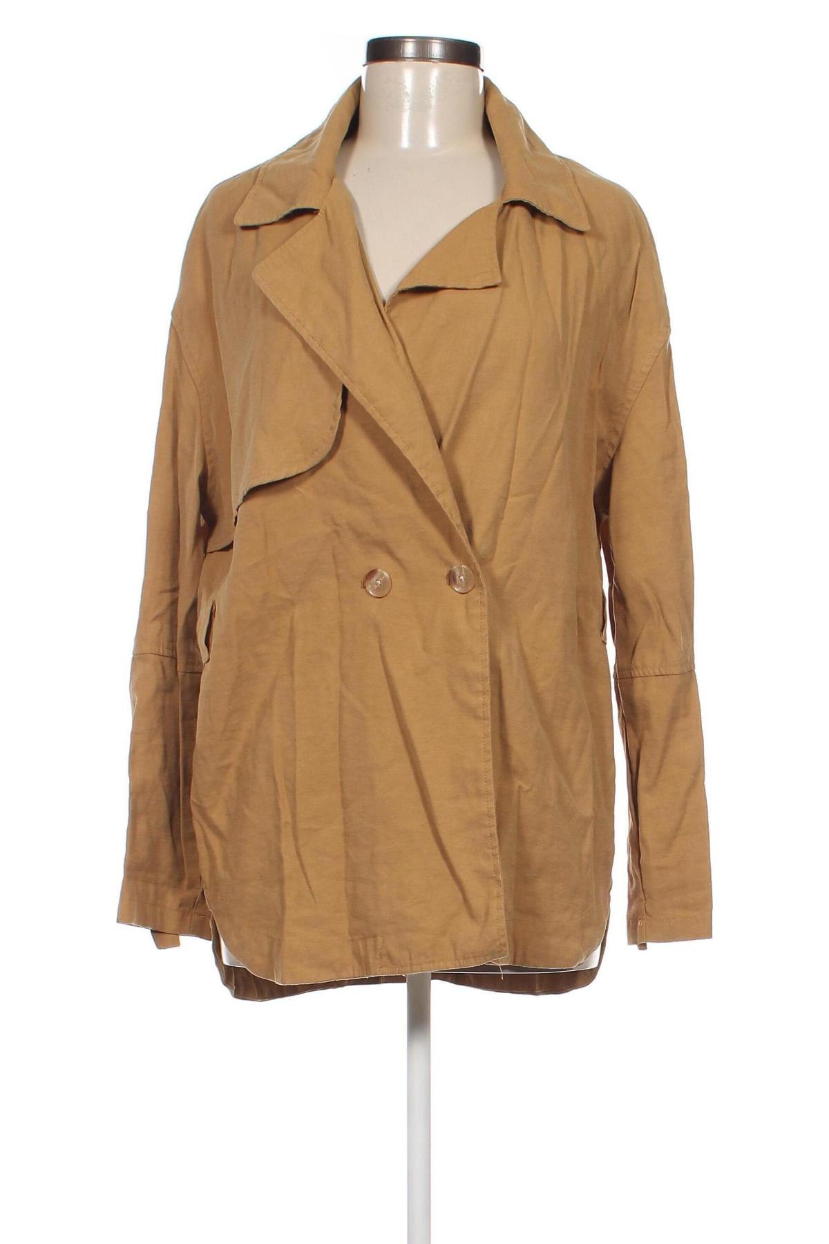 Damenmantel Bershka, Größe M, Farbe Beige, Preis 29,66 €