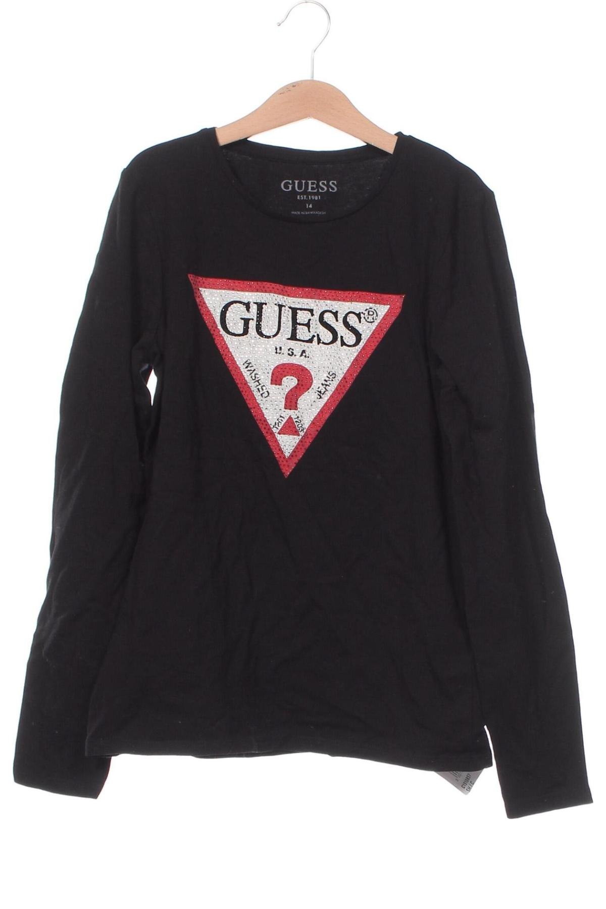 Детска блуза Guess, Размер 13-14y/ 164-168 см, Цвят Черен, Цена 34,49 лв.