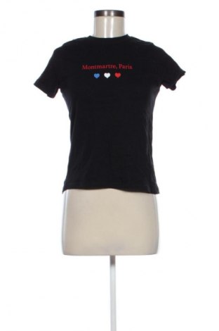 Дамска тениска Pull&Bear, Размер XS, Цвят Черен, Цена 14,27 лв.