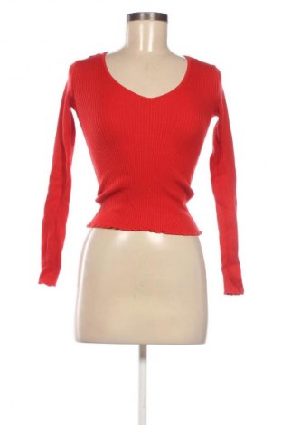 Дамски пуловер Bershka, Размер XS, Цвят Червен, Цена 19,99 лв.