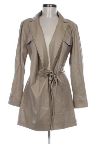 Дамско кожено палто Zara, Размер S, Цвят Бежов, Цена 172,90 лв.