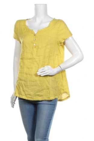 Γυναικεία μπλούζα Made In Italy, Μέγεθος L, Χρώμα Κίτρινο, Λινό, Τιμή 16,24 €