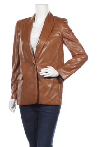 Дамско кожено яке Zara, Размер XS, Цвят Кафяв, Еко кожа, Цена 59,25 лв.