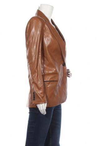 Дамско кожено яке Zara, Размер XS, Цвят Кафяв, Еко кожа, Цена 59,25 лв.