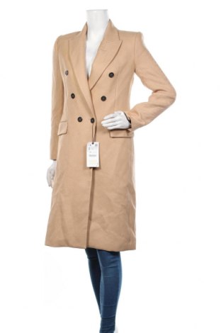 Γυναικείο παλτό Zara, Μέγεθος S, Χρώμα  Μπέζ, 65% πολυεστέρας, 35% βισκόζη, Τιμή 51,63 €
