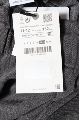 Детски панталон Zara, Размер 11-12y/ 152-158 см, Цвят Сив, 55% памук, 42% полиестер, 3% еластан, Цена 12,63 лв.