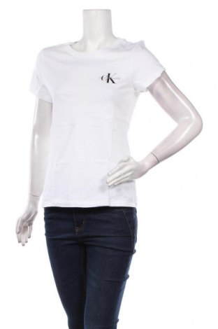 Damen T-Shirt Calvin Klein Jeans, Größe M, Farbe Weiß, Baumwolle, Preis 35,47 €