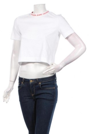 Γυναικείο t-shirt Calvin Klein Jeans, Μέγεθος S, Χρώμα Λευκό, Βαμβάκι, Τιμή 23,51 €