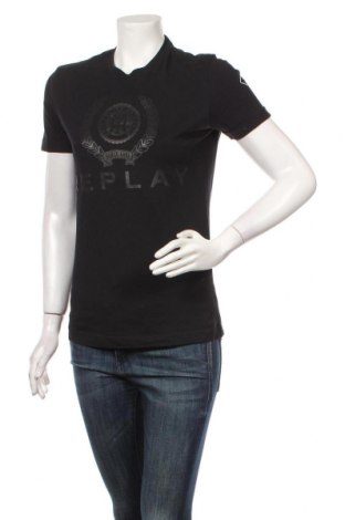 Γυναικείο t-shirt Replay, Μέγεθος XS, Χρώμα Μαύρο, Βαμβάκι, Τιμή 32,16 €