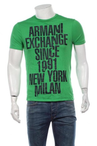 Мъжка тениска Armani Exchange, Размер S, Цвят Зелен, Памук, Цена 52,00 лв.