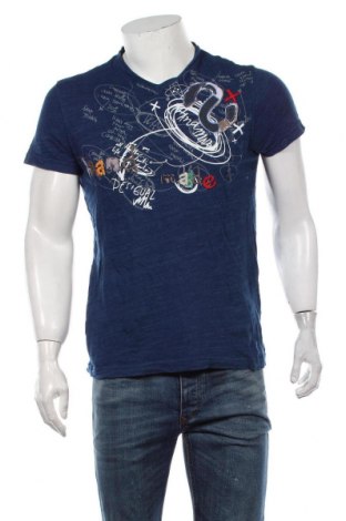 Мъжка тениска Desigual, Размер M, Цвят Син, Памук, Цена 38,00 лв.