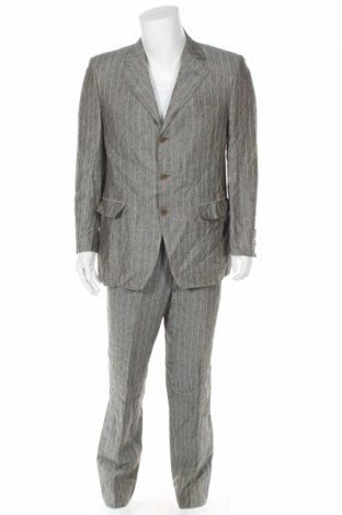 Мъжки костюм Canali, Размер M, Цвят Сив, Лен, Цена 201,40 лв.