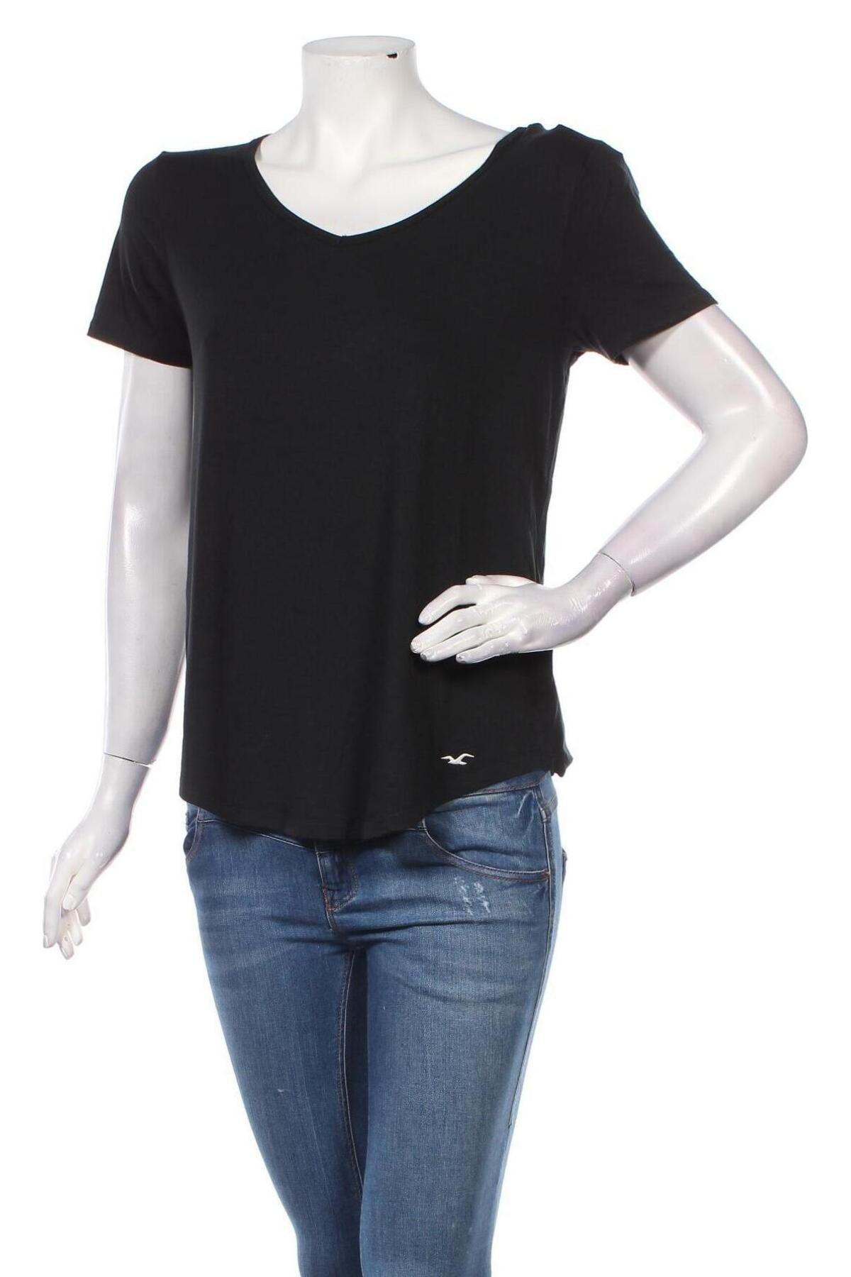 Γυναικείο t-shirt Hollister, Μέγεθος S, Χρώμα Μαύρο, 95% βισκόζη, 5% ελαστάνη, Τιμή 8,84 €