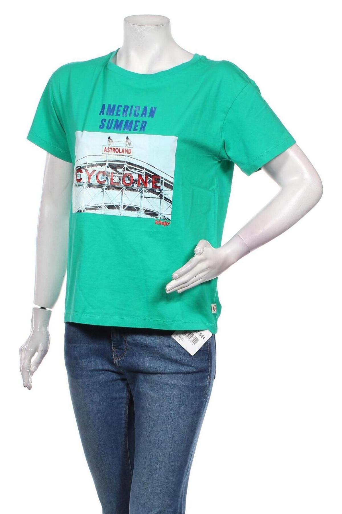 Γυναικείο t-shirt Khujo, Μέγεθος S, Χρώμα Πράσινο, Μοχαίρ, Τιμή 20,36 €