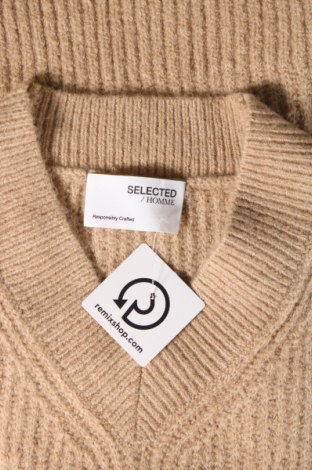 Мъжки пуловер Selected Homme, Размер L, Цвят Бежов, Цена 23,80 лв.