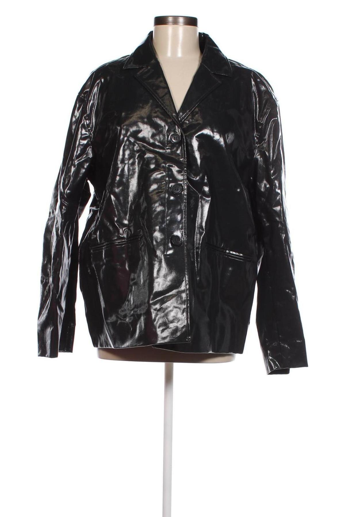 Γυναικείο δερμάτινο μπουφάν Weekday, Μέγεθος M, Χρώμα Μαύρο, Τιμή 26,91 €