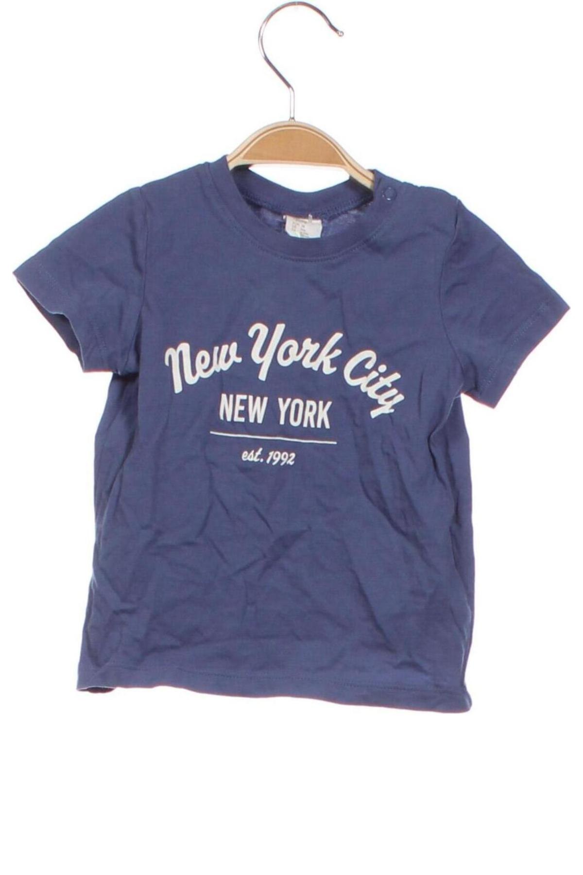 Детска тениска H&M, Размер 9-12m/ 74-80 см, Цвят Син, Цена 8,11 лв.