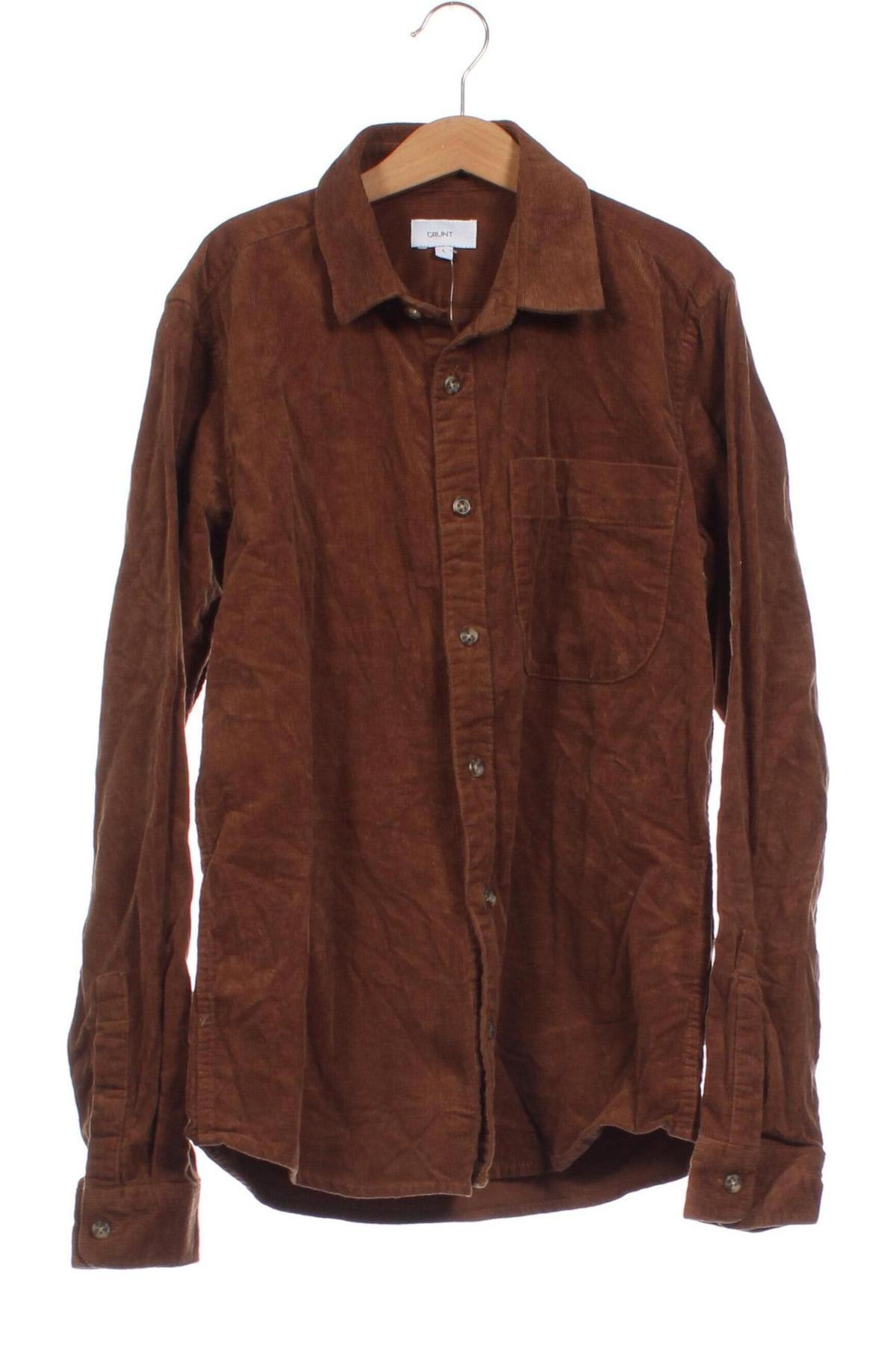 Детска риза Grunt, Размер 13-14y/ 164-168 см, Цвят Кафяв, Цена 6,76 лв.