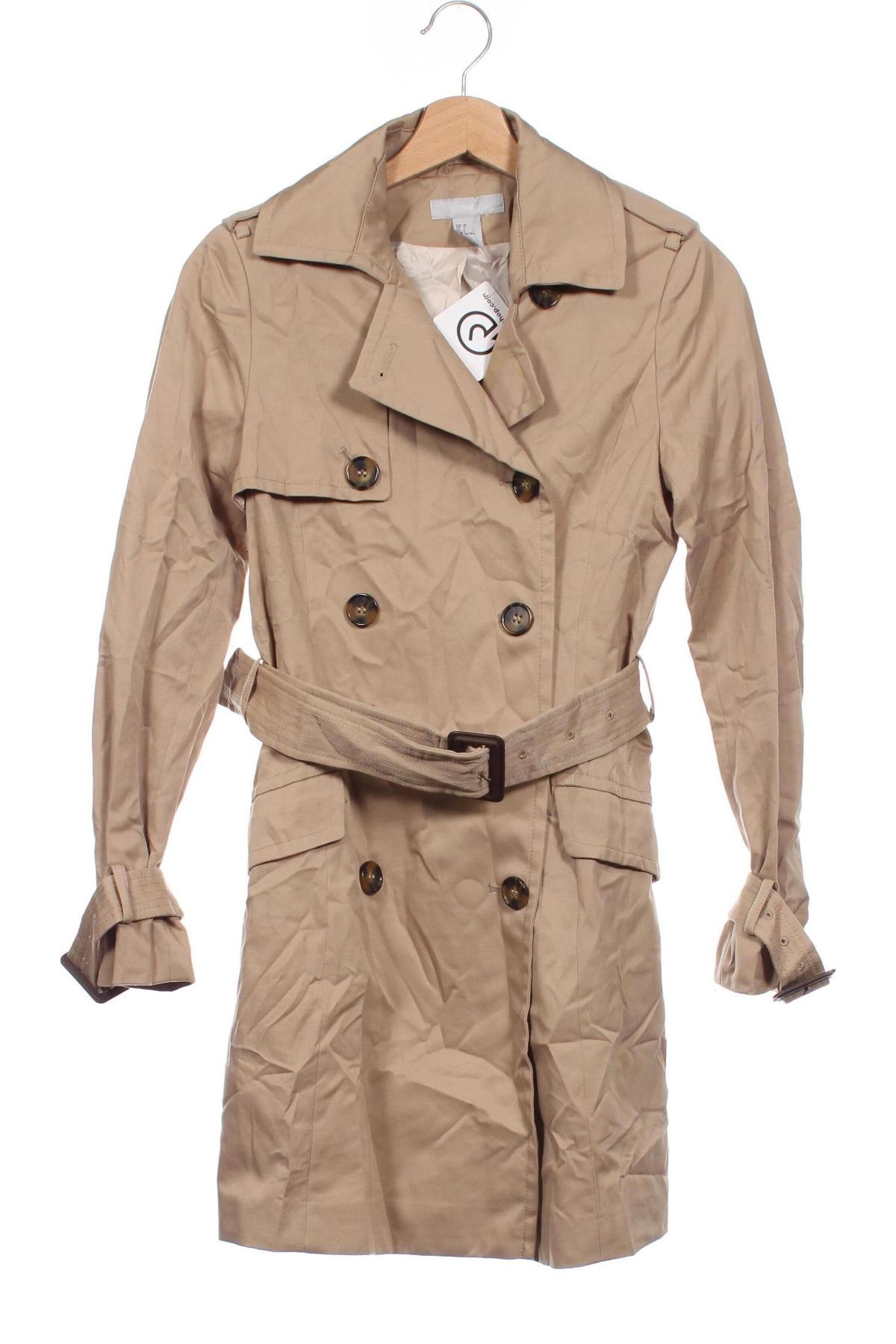 Damen Trenchcoat H&M, Größe XXS, Farbe Beige, Preis 24,49 €