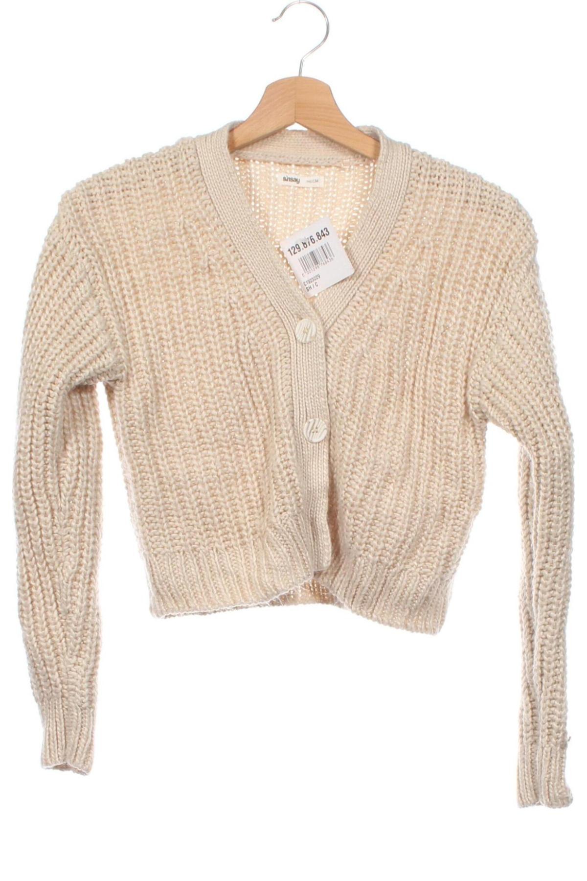 Kinder Strickjacke Sinsay, Größe 12-13y/ 158-164 cm, Farbe Beige, Preis € 19,99