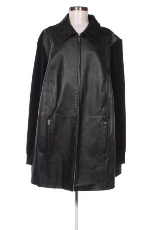 Damski skórzany płaszcz Ulla Popken, Rozmiar 4XL, Kolor Czarny, Cena 520,69 zł
