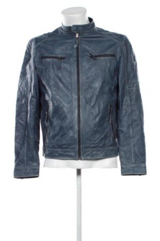 Мъжко кожено яке Unbranded, Размер L, Цвят Син, Цена 114,99 лв.