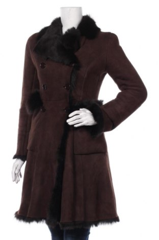 Palton din piele pentru damă Prada, Mărime S, Culoare Maro, Velur natural, blană naturală, Preț 2.239,82 Lei