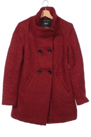 Дамско палто ONLY, Размер XS, Цвят Червен, 60% полиестер, 40% вълна, Цена 96,75 лв.