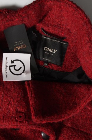Дамско палто ONLY, Размер XS, Цвят Червен, 60% полиестер, 40% вълна, Цена 96,75 лв.